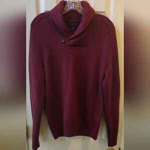 NWT- Banana Republic Men's Burgundy/Wine Pullover Button Neck Sweater-Size Small